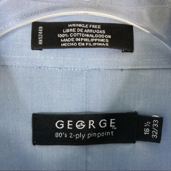 3/$30 George | Men's Blue Button Down Dress Shirt - Picture 4 of 6